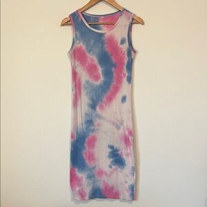 BOUTIQUE Pink & Blue Tie-Dye Sleeveless Bodycon Midi Dress